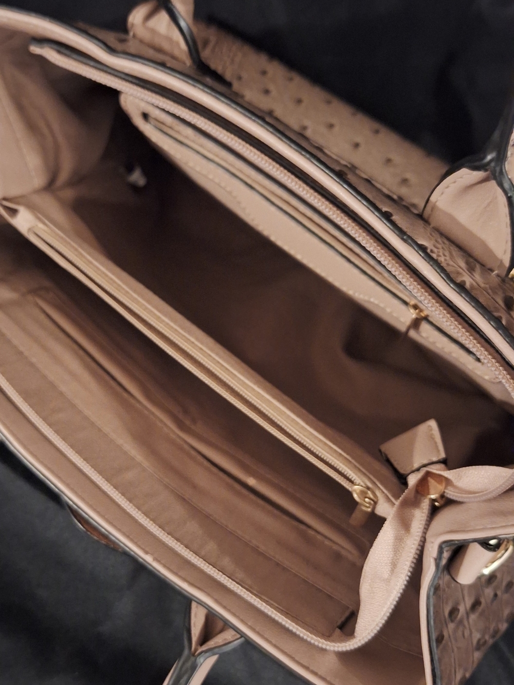 Taupe Textured Tote Bag with Matching Wristlet - Women's Fashion Handbag. - Picture 6 of 10